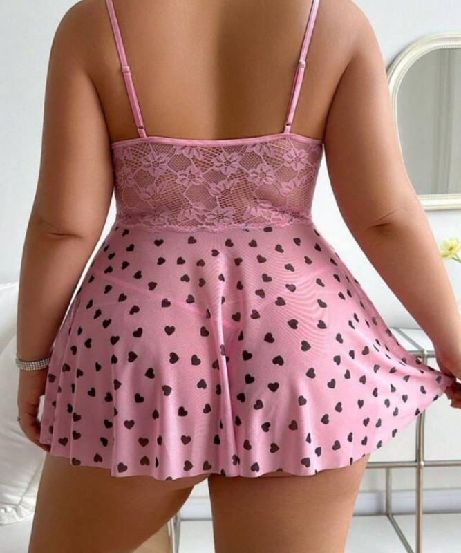 Perinti - Pembe Kalp Desenli Pinterest Gecelik